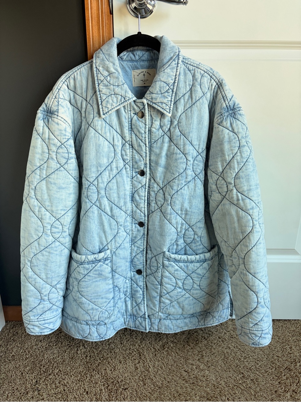 Electric & Rose Light Blue Quilted Shirt Jacket